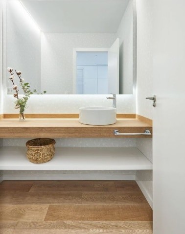 lavabos sobre encimera madera 