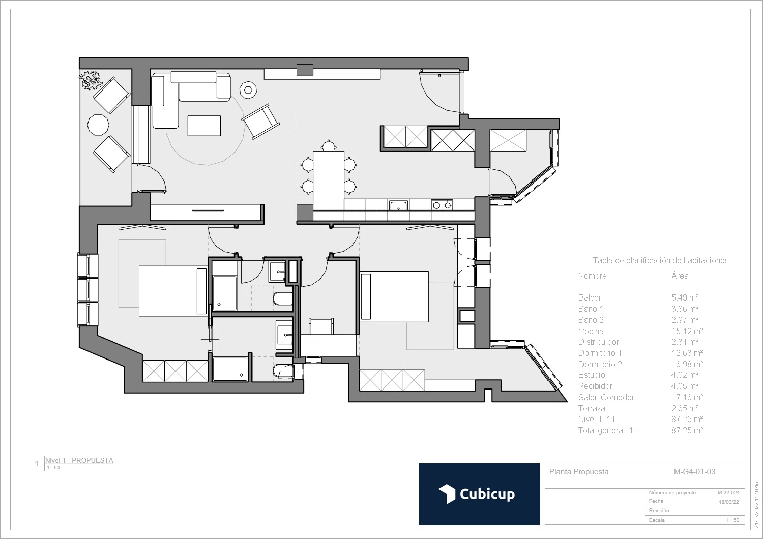 Plano nueva distribución proyecto Gaztambide Madrid
