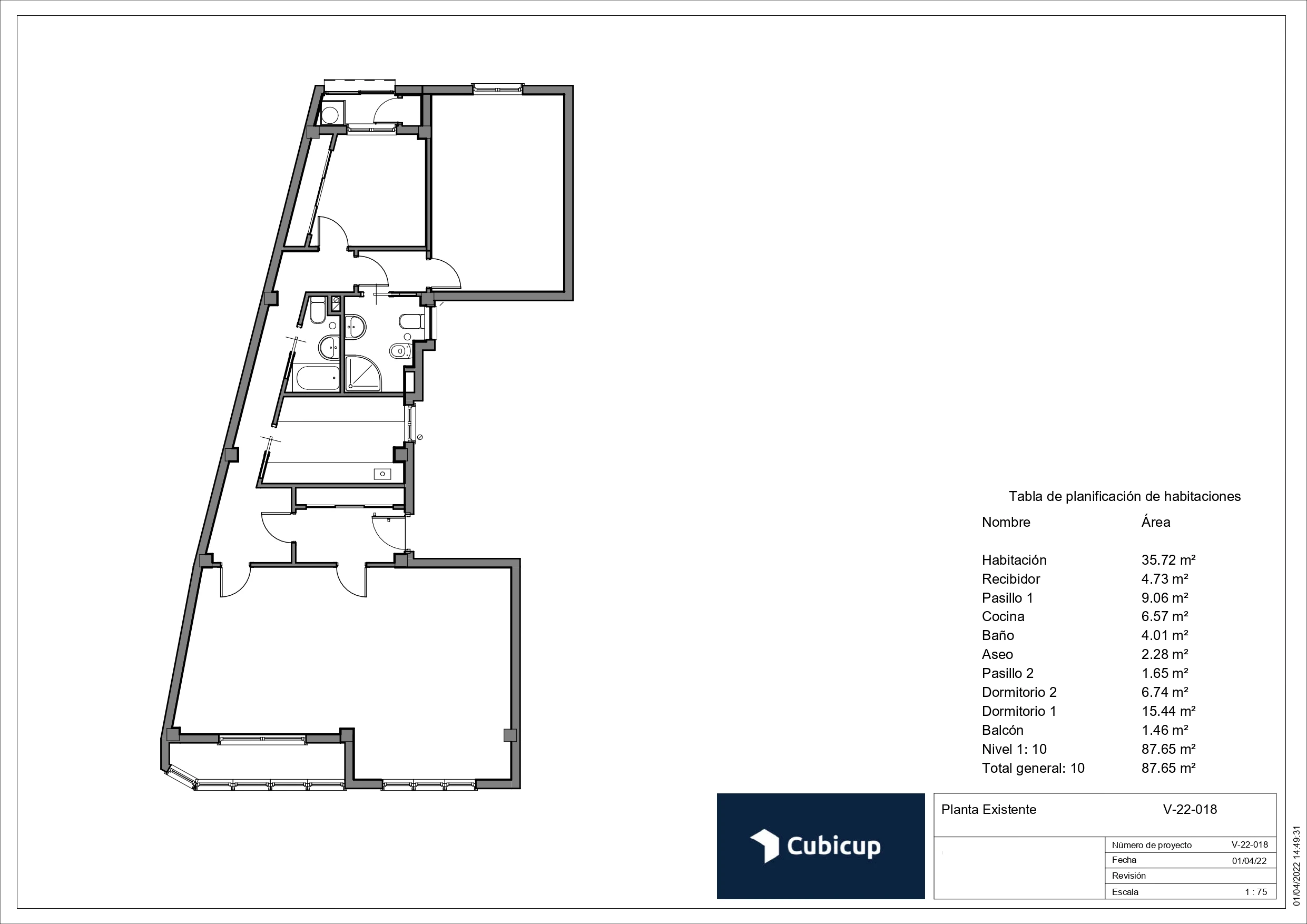 Plano distribución existente proyecto Soho Malaga