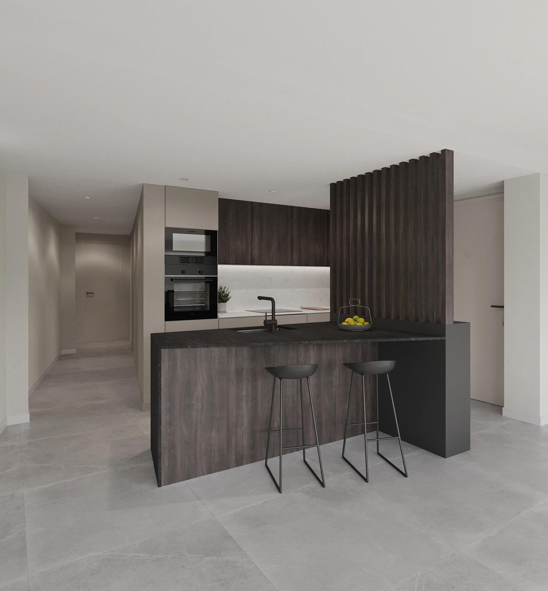 render cocina proyecto Soho Malaga